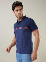 Navy Cut & Sew Polo T-Shirt