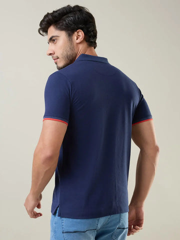 Navy Cut & Sew Polo T-Shirt Tim Paris