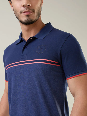 Navy Cut & Sew Polo T-Shirt Tim Paris