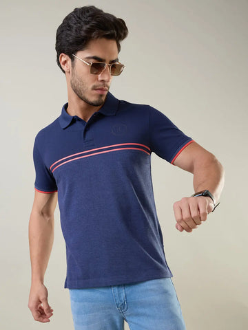 Navy Cut & Sew Polo T-Shirt Tim Paris