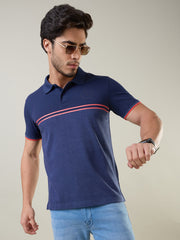 Navy Cut & Sew Polo T-Shirt