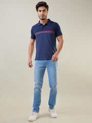 Navy Cut & Sew Polo T-Shirt