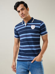Blue Striped Polo T-Shirt