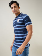 Blue Striped Polo T-Shirt
