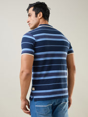 Blue Striped Polo T-Shirt
