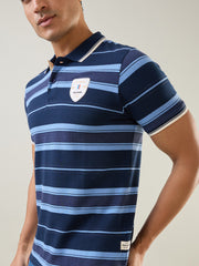 Blue Striped Polo T-Shirt