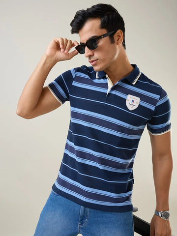 Blue Striped Polo T-Shirt Tim Paris