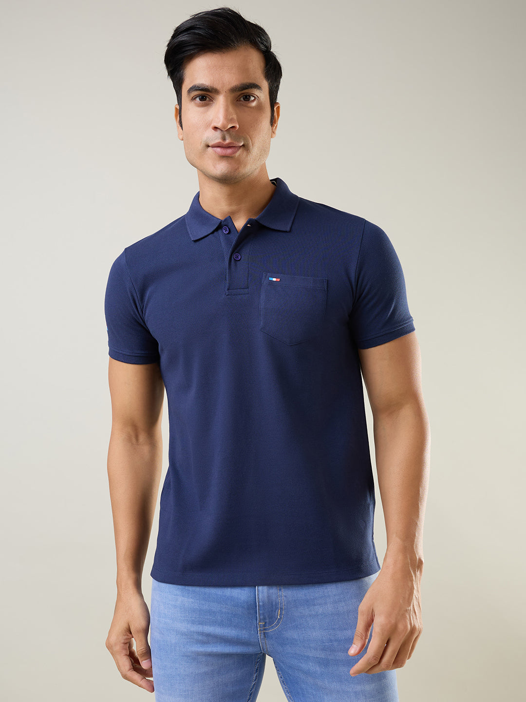 Navy Cut & Sew Polo Tshirt