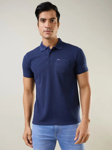Navy Cut & Sew Polo Tshirt Tim Paris