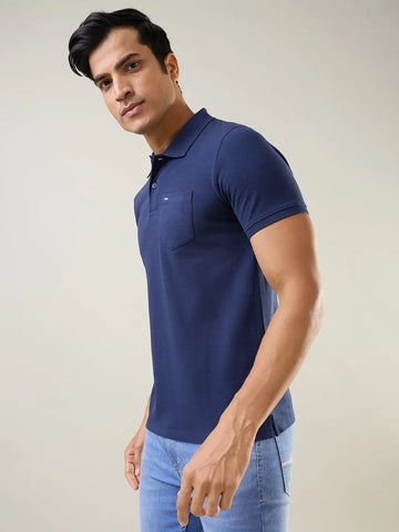 Navy Cut & Sew Polo Tshirt Tim Paris