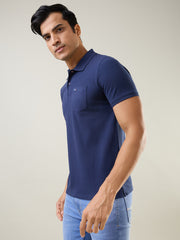 Navy Cut & Sew Polo Tshirt