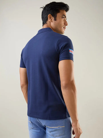 Navy Cut & Sew Polo Tshirt Tim Paris