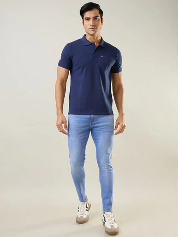Navy Cut & Sew Polo Tshirt Tim Paris