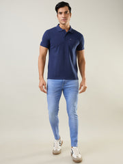 Navy Cut & Sew Polo Tshirt