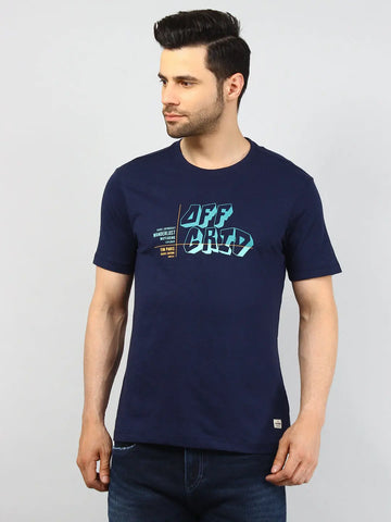 Off Grid Navy Printed T-Shirt Tim Paris