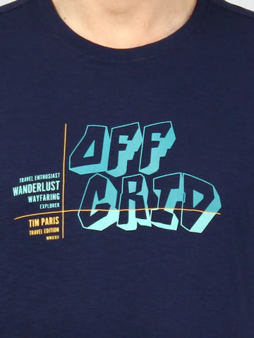 Off Grid Navy Printed T-Shirt Tim Paris