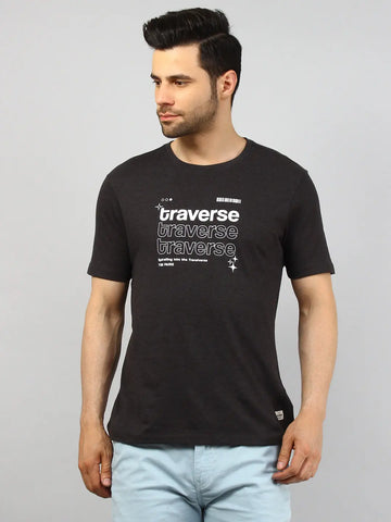 Traverse Black Graphic Print T-Shirt Tim Paris