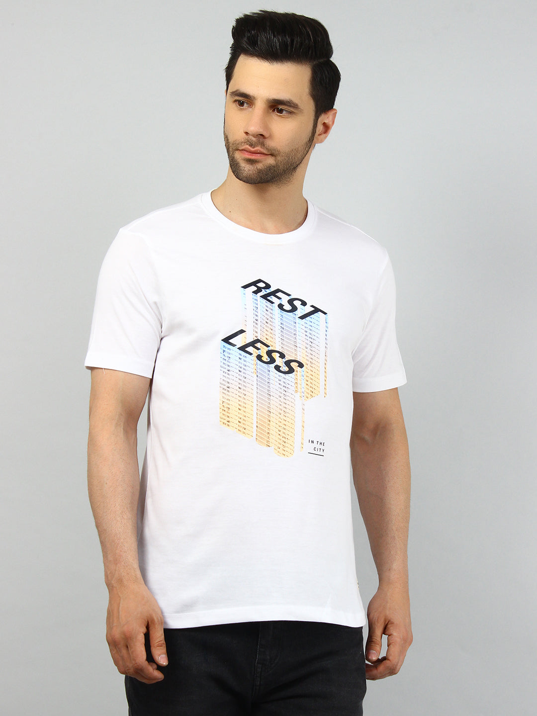 White Rest Less Printed T-Shirt
