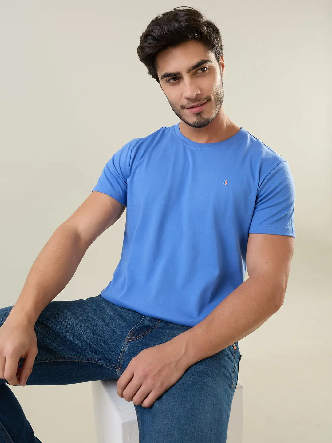 Ultramarine Solid T-Shirt Tim Paris