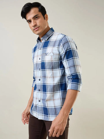 Khakhi Checkered Regular Fit Shirt Tim Paris