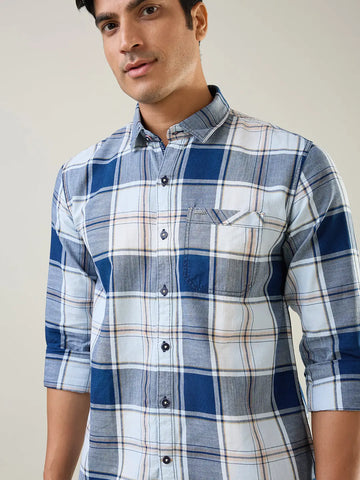 Khakhi Checkered Regular Fit Shirt Tim Paris