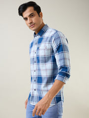 White Checkered Regular Fit Shirt