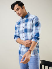 White Checkered Regular Fit Shirt