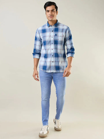 White Checkered Regular Fit Shirt TIM PARIS