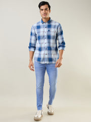 White Checkered Regular Fit Shirt