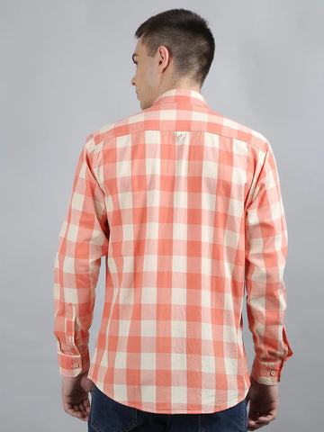Orange Beige Classic Checked Shirt Tim Paris