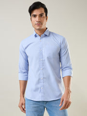 Sky Blue Solid Regular Fit Shirt