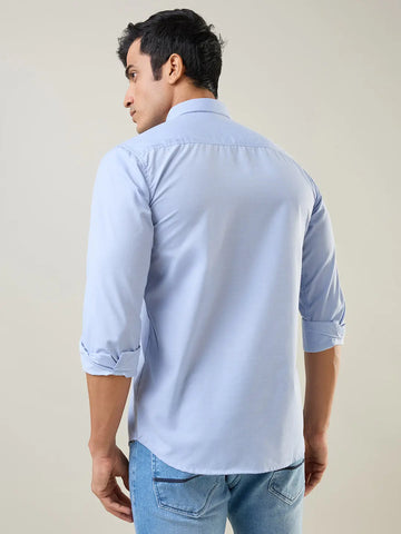 Sky Blue Solid Regular Fit Shirt TIM PARIS