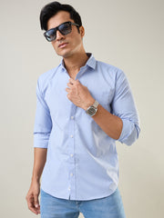 Sky Blue Solid Regular Fit Shirt
