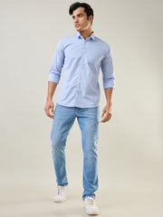 Sky Blue Solid Regular Fit Shirt