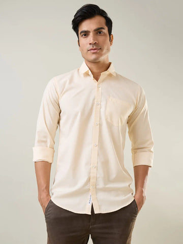 Yellow Solid Regular Fit Shirt Tim Paris