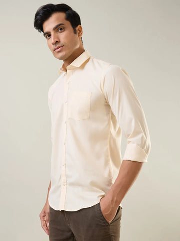 Yellow Solid Regular Fit Shirt Tim Paris