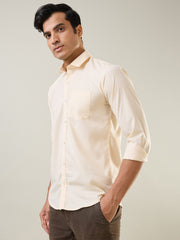 Yellow Solid Regular Fit Shirt