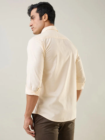 Yellow Solid Regular Fit Shirt Tim Paris