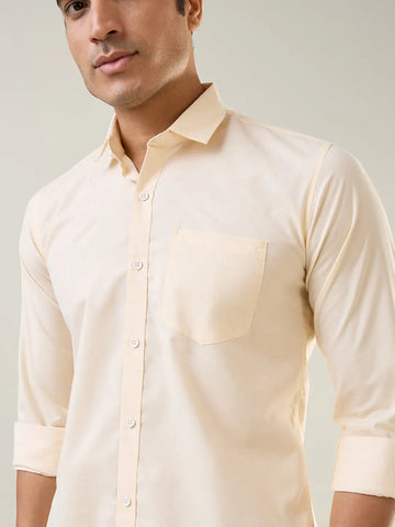 Yellow Solid Regular Fit Shirt Tim Paris