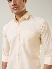 Yellow Solid Regular Fit Shirt