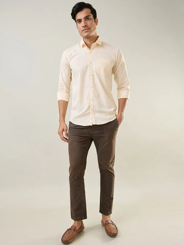 Yellow Solid Regular Fit Shirt Tim Paris