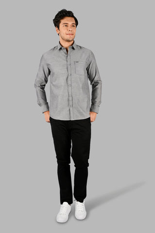 Grey Solid Casual Shirt Tim Paris