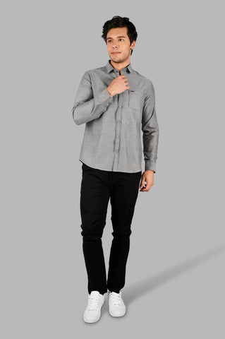 Grey Solid Casual Shirt Tim Paris