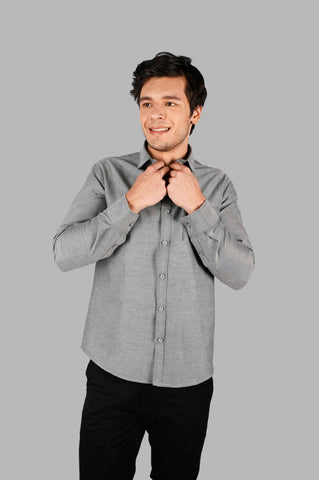 Grey Solid Casual Shirt Tim Paris