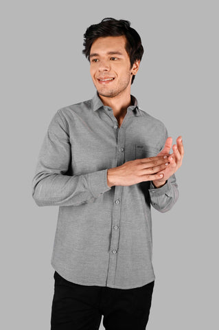 Grey Solid Casual Shirt Tim Paris