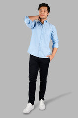 Sky Blue Solid Casual Shirt