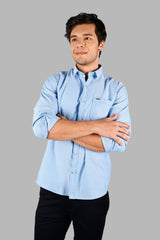 Sky Blue Solid Casual Shirt