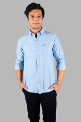 Sky Blue Solid Casual Shirt