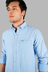 Sky Blue Solid Casual Shirt