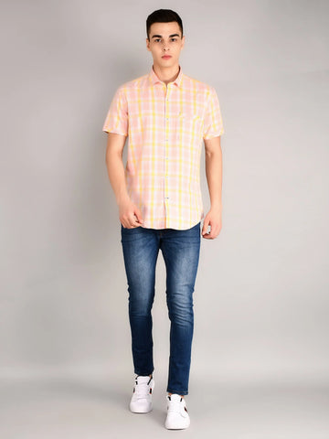 Pink Checkered Regular Fit Shirt TIM PARIS